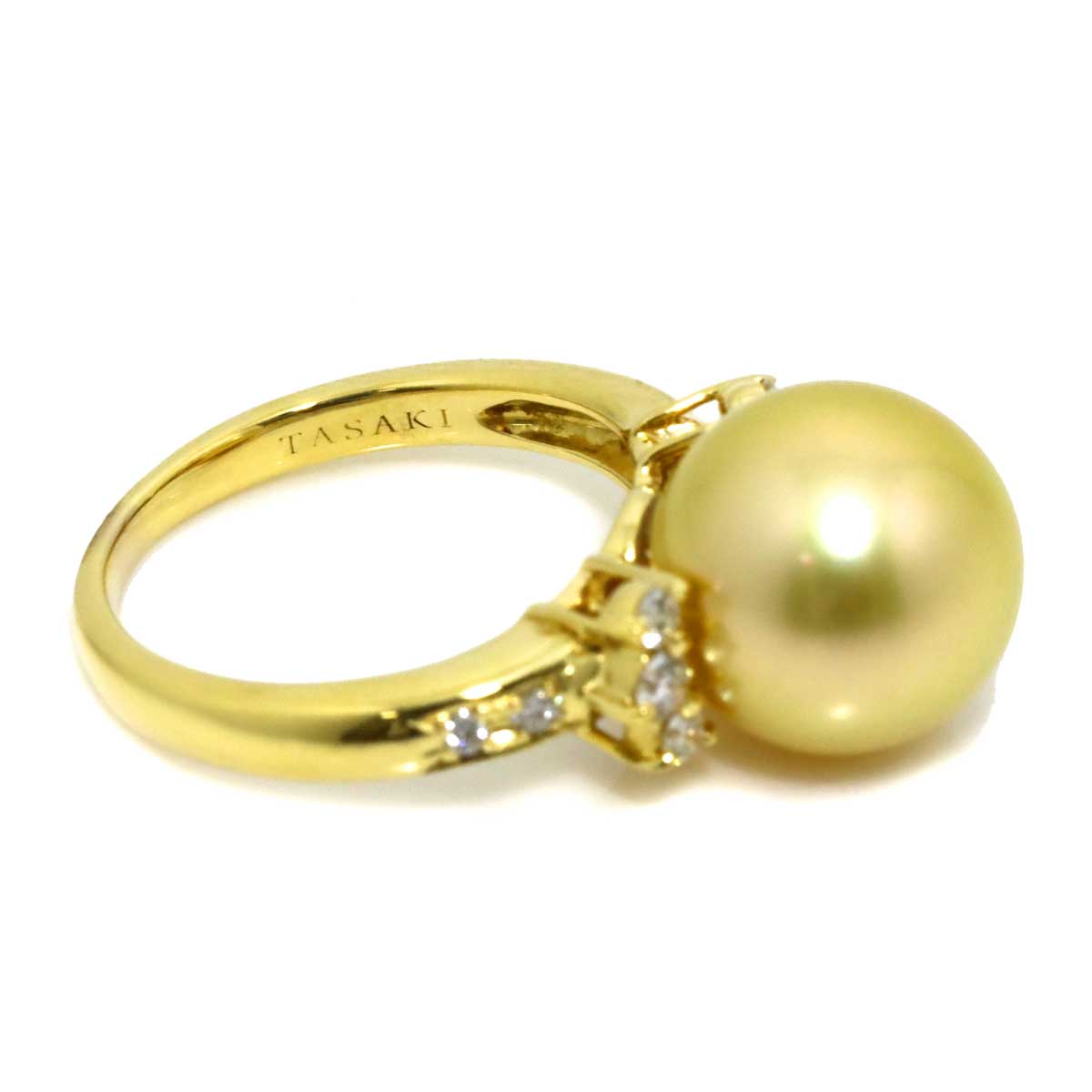 South Sea pearl Diamond 0.23ct Ring 18K YG 750 5.5-5.75(US)