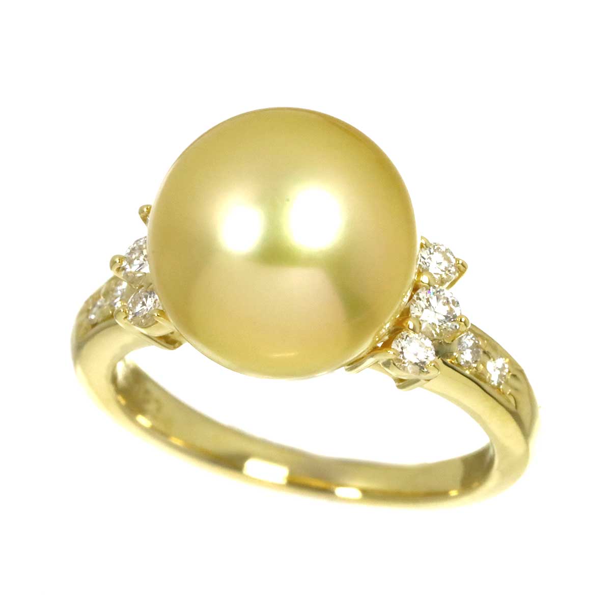 South Sea pearl Diamond 0.23ct Ring 18K YG 750 5.5-5.75(US)