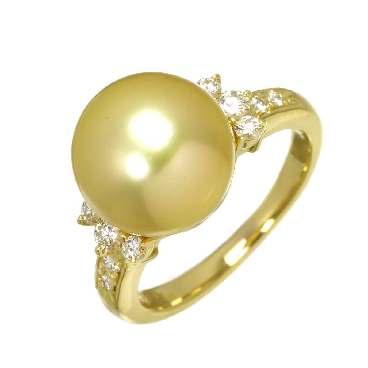 South Sea pearl Diamond 0.23ct Ring 18K YG 750 5.5-5.75(US)