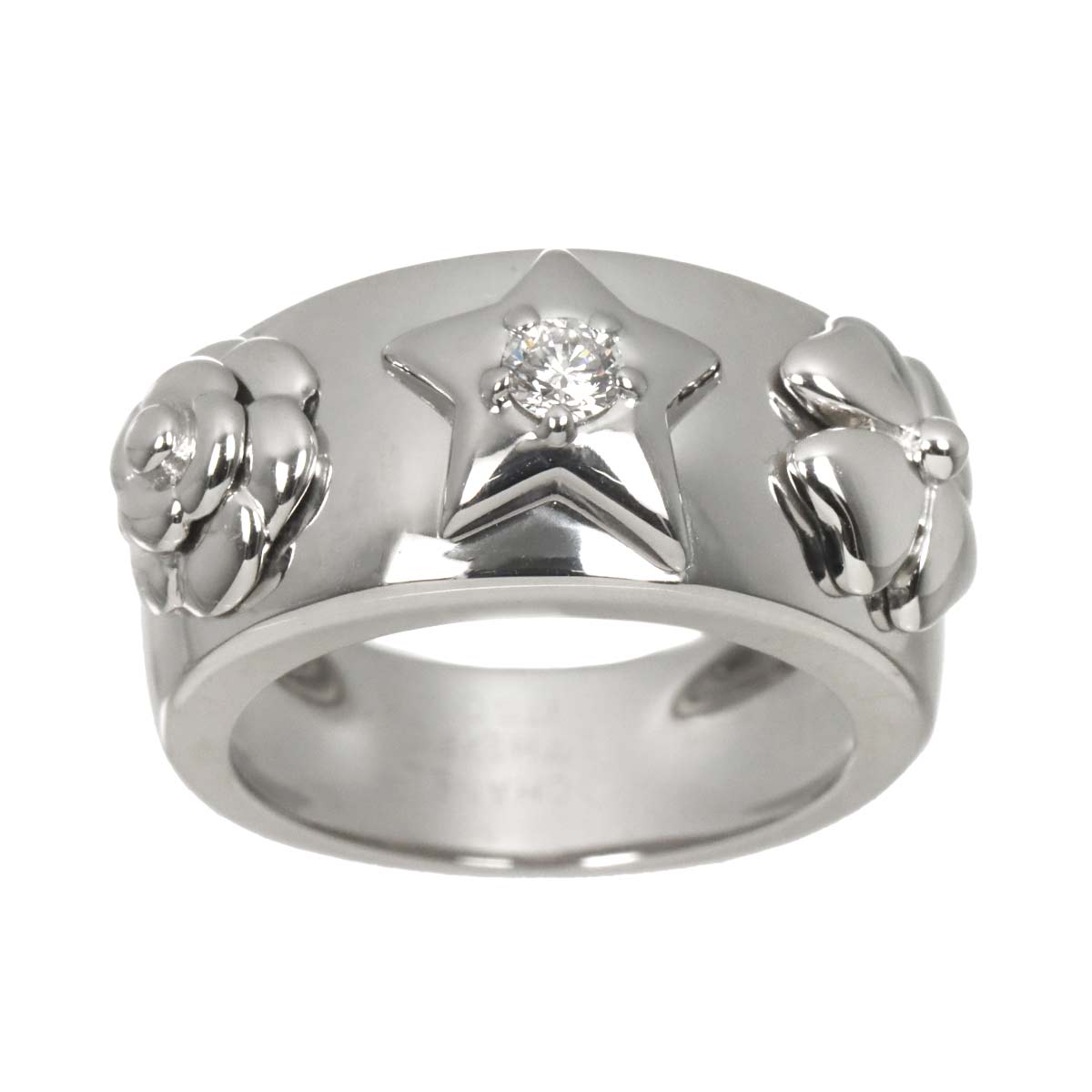 Three Symbols Diamond Ring 18K WG 750 size5.25(US)