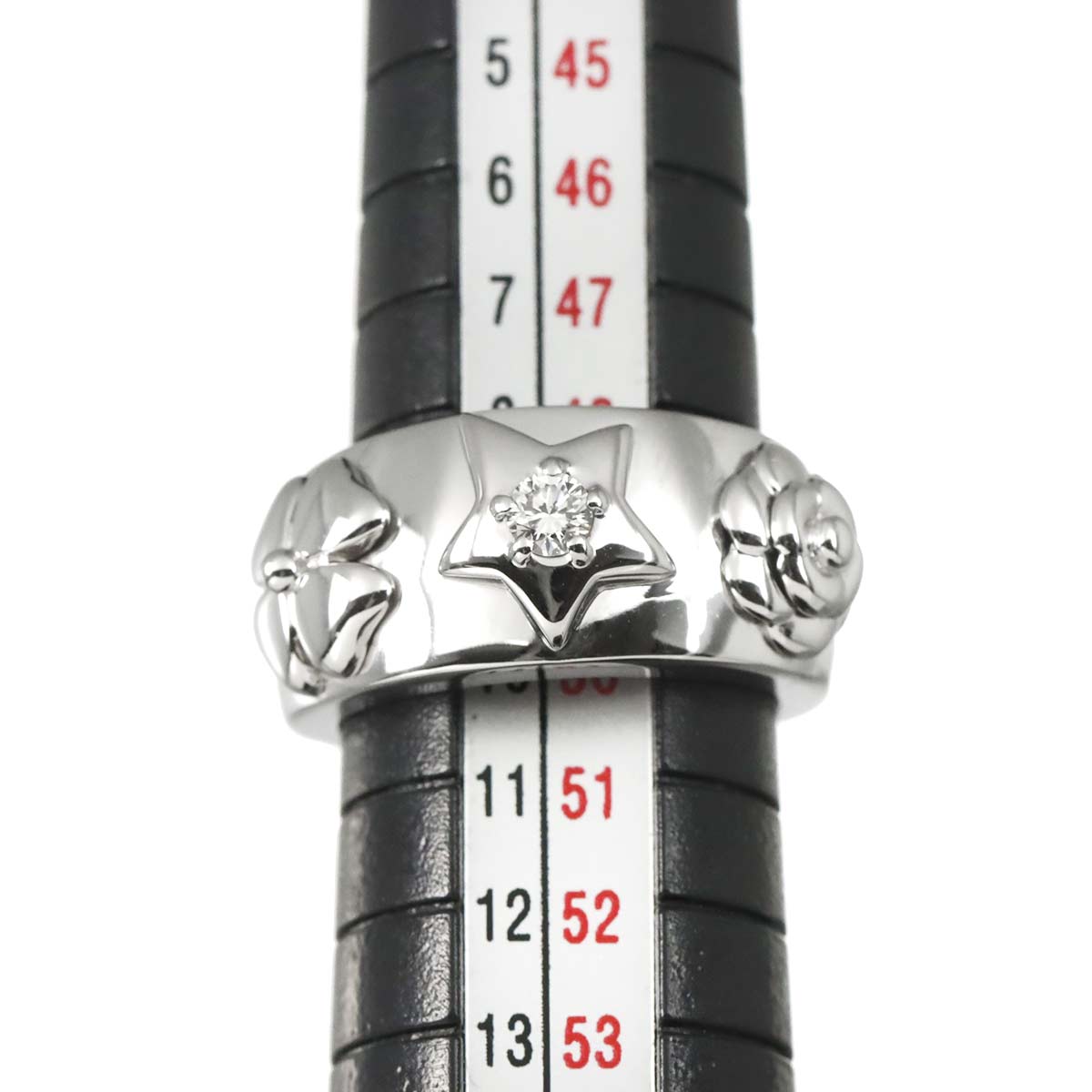 Three Symbols Diamond Ring 18K WG 750 size5.25(US)