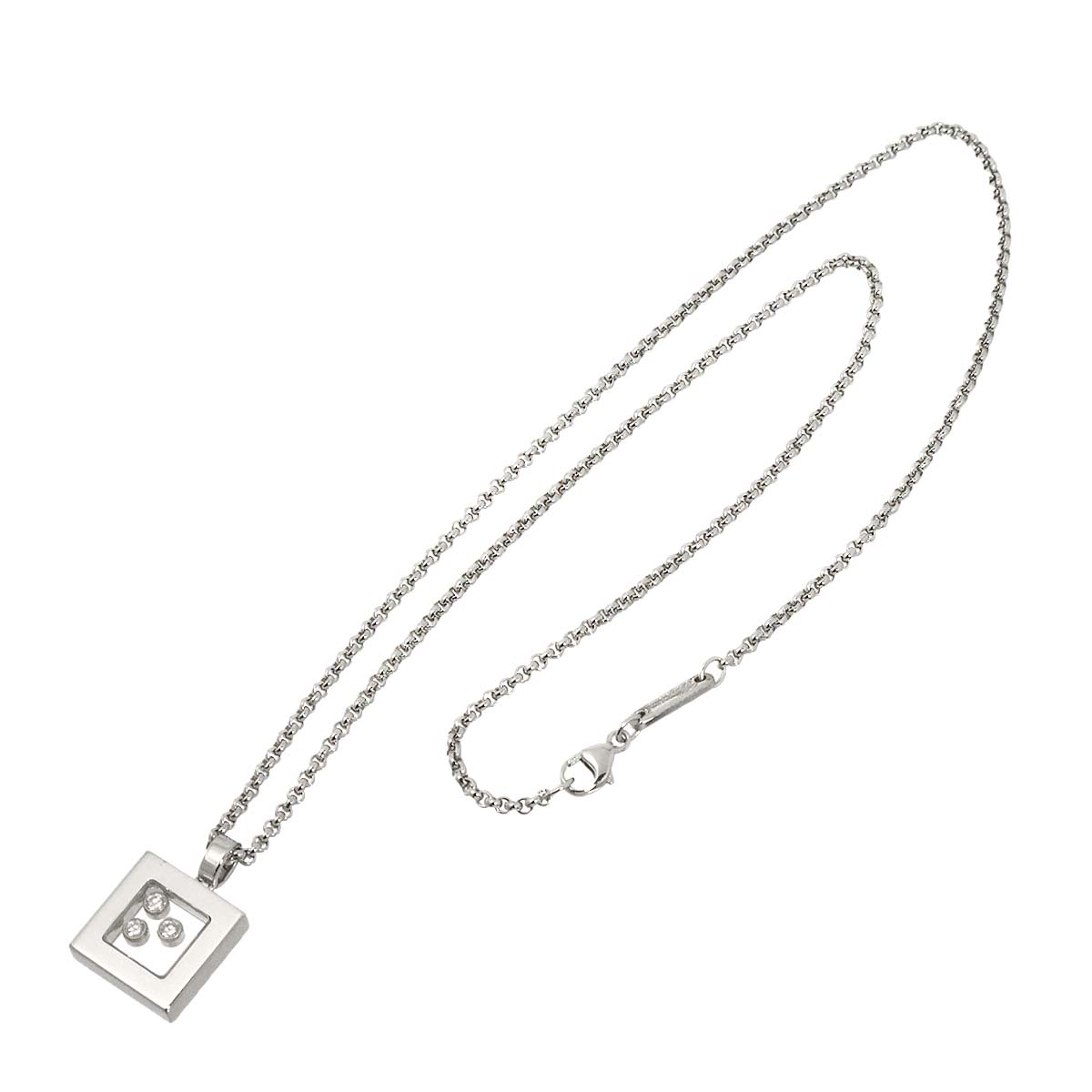 Happy Diamond Square Necklace 18K White Gold 750