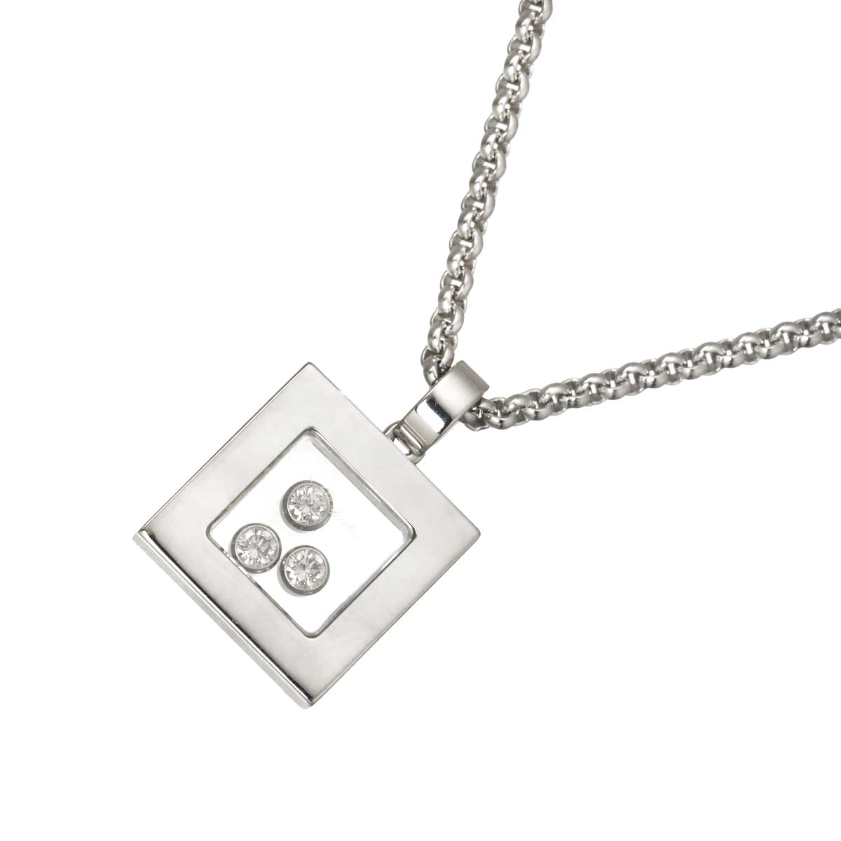 Happy Diamond Square Necklace 18K White Gold 750