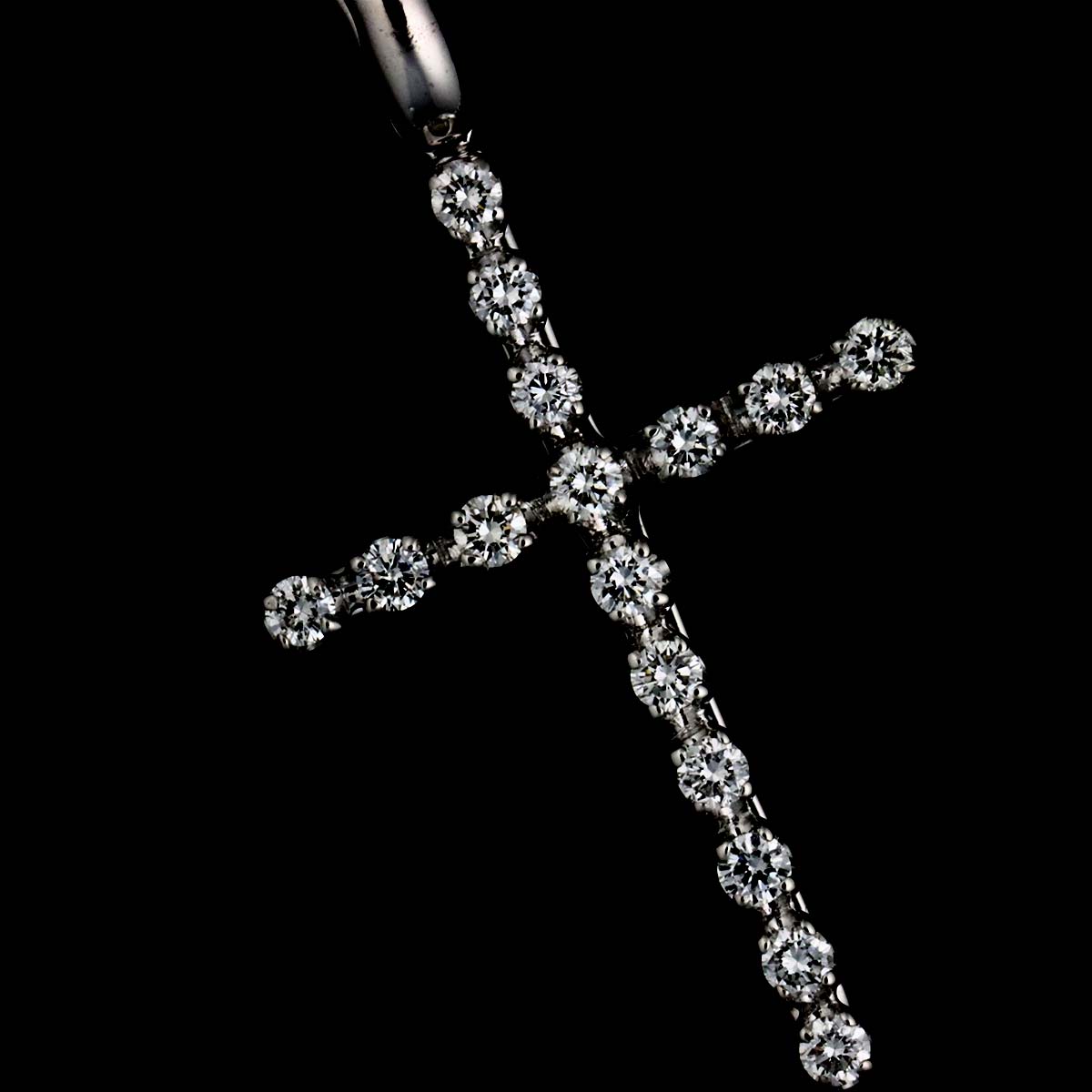 Mystery Cross Diamond Necklace 18K White Gold 750