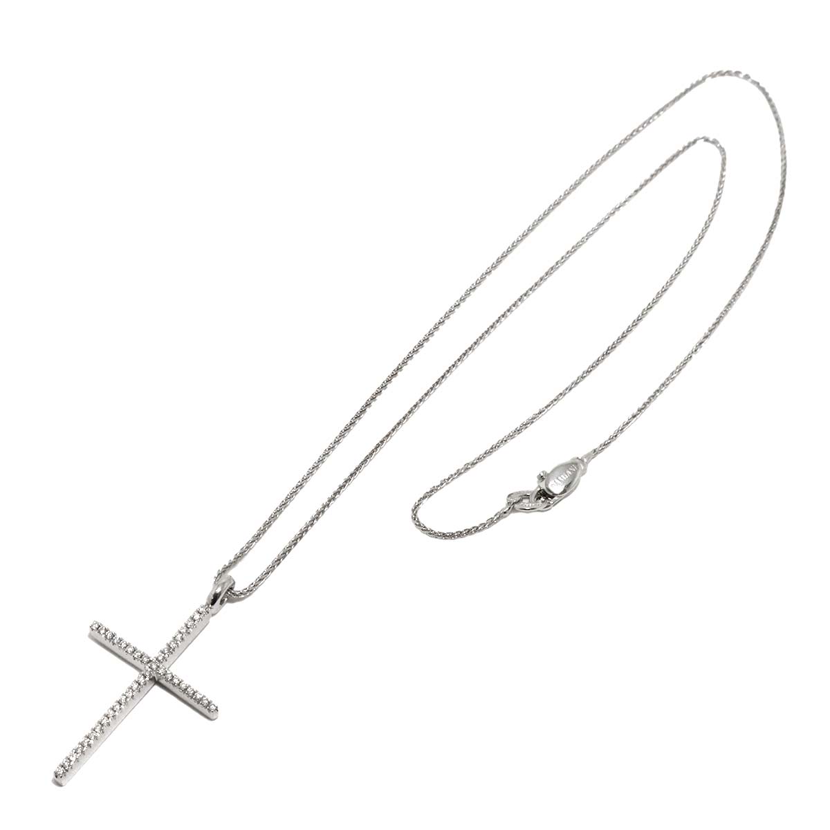 Mystery Cross Diamond Necklace 18K White Gold 750