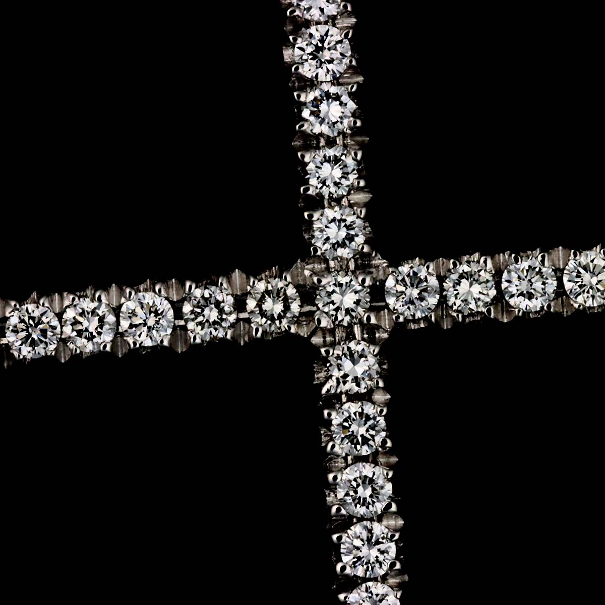 Mystery Cross Diamond Necklace 18K White Gold 750