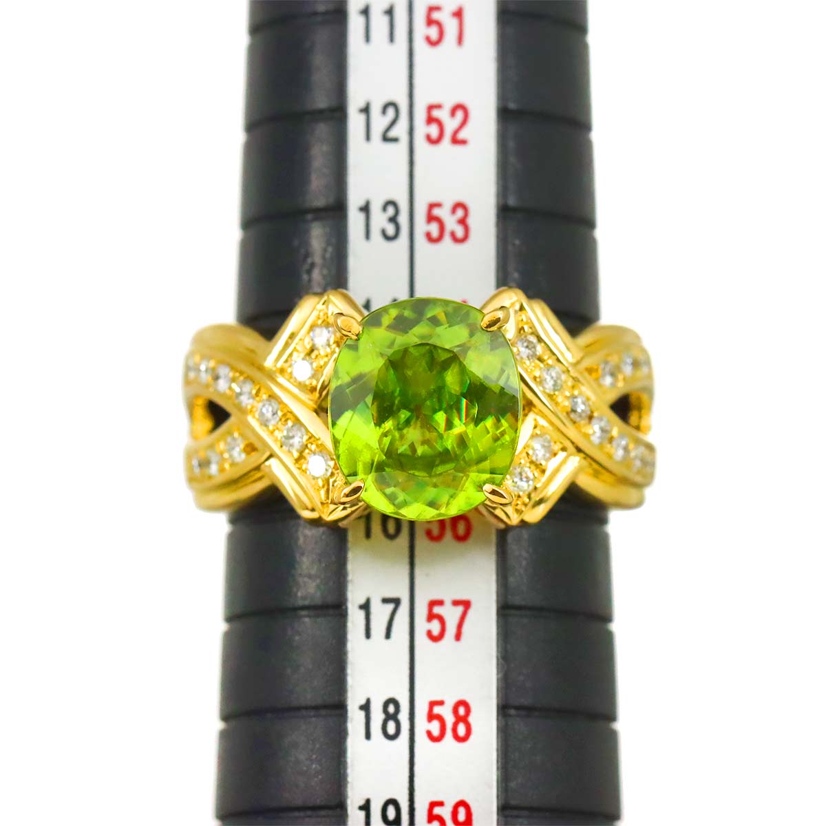 Sphene 3.390ct Diamond 0.22ct Ring 18K YG 750 size7.25(US)