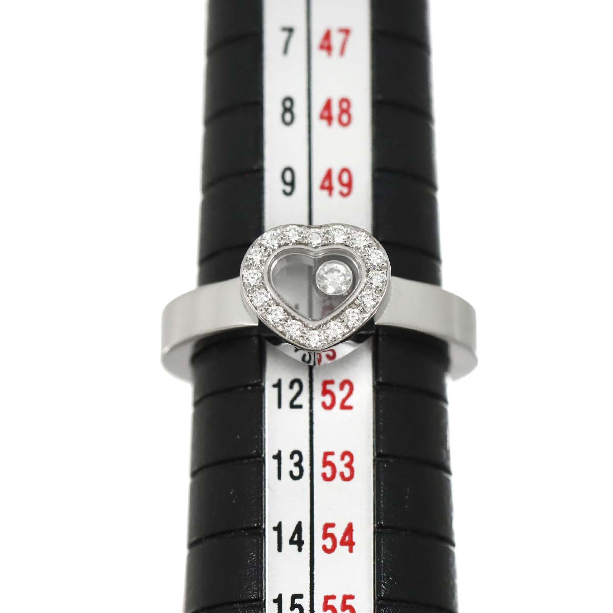Happy Diamond Heart Ring 18K White Gold 750 Size6(US)