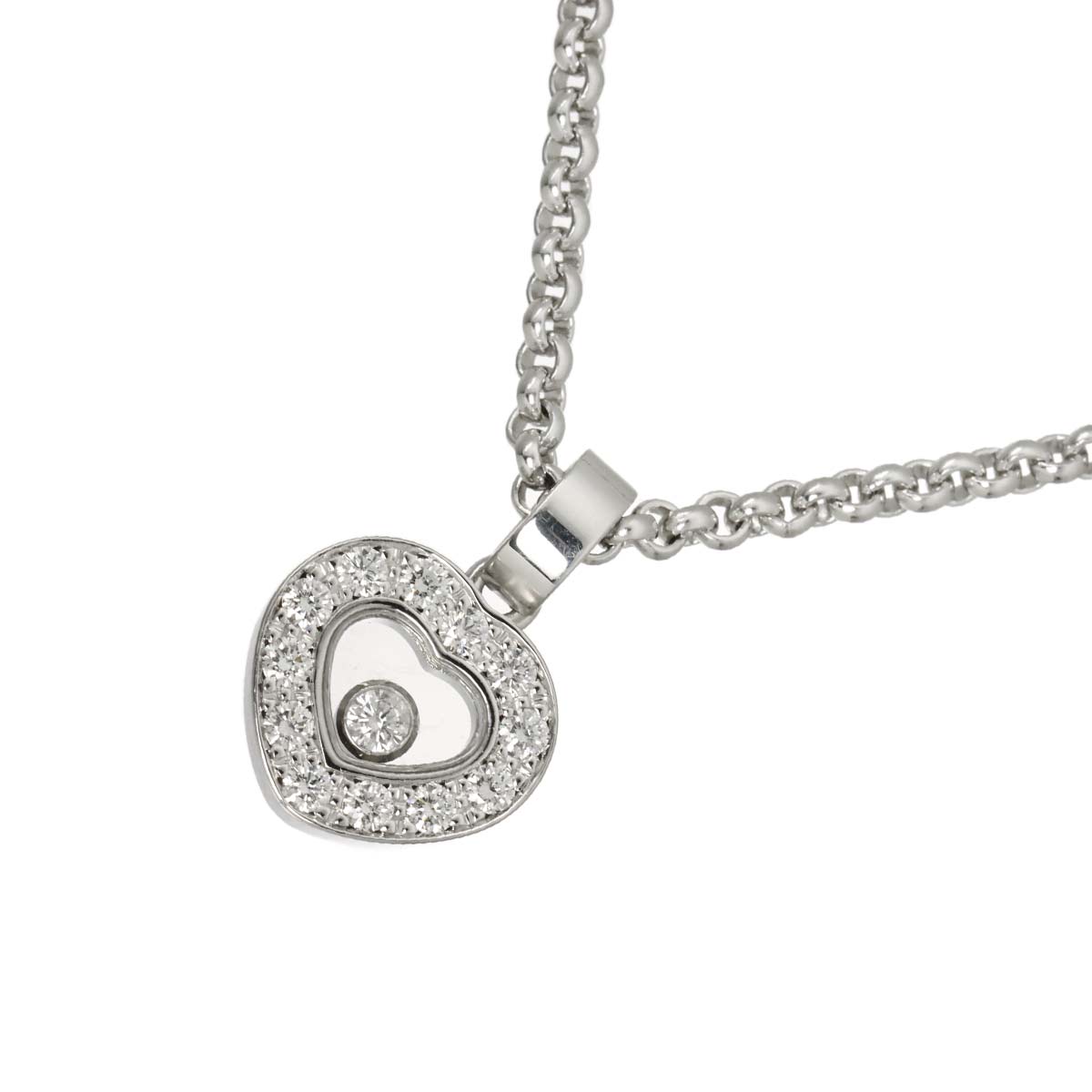 Happy Diamond Heart Necklace 18K White Gold 750
