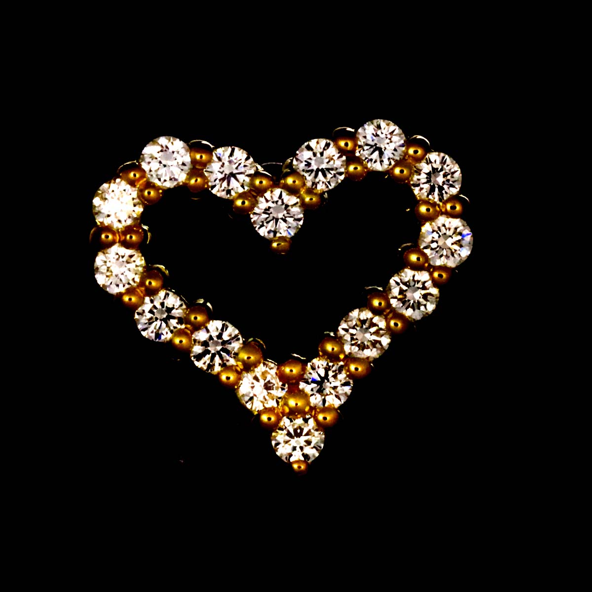Heart Diamond Earrings Pierced 18K Yellow Gold 750