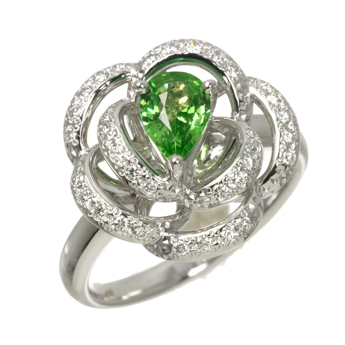 Garnet 0.67ct Diamond 0.26ct Ring 18K WG 750 size6-6.25(US)