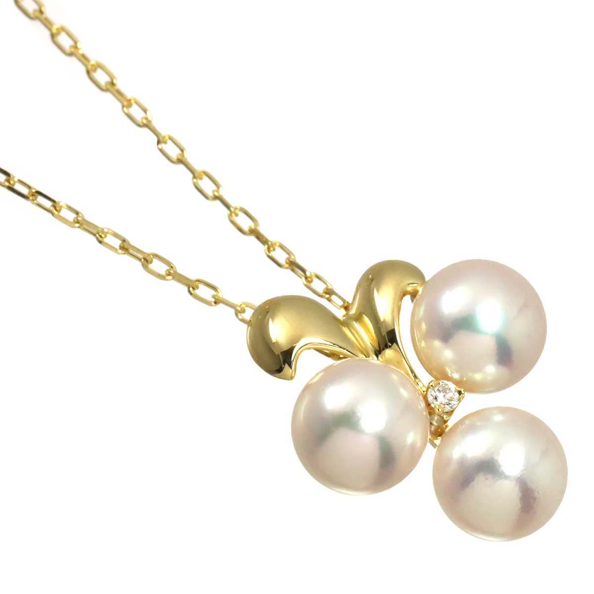 Akoya Pearl 6.0mm Diamond Necklace 18K YG 750