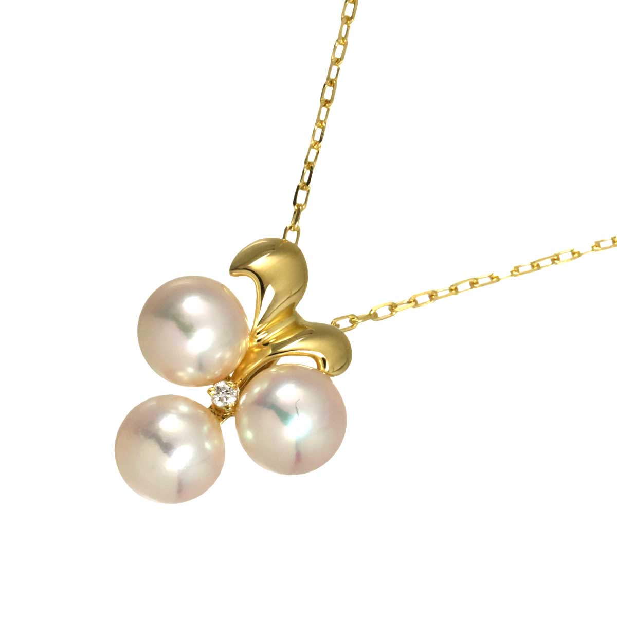 Akoya Pearl 6.0mm Diamond Necklace 18K YG 750
