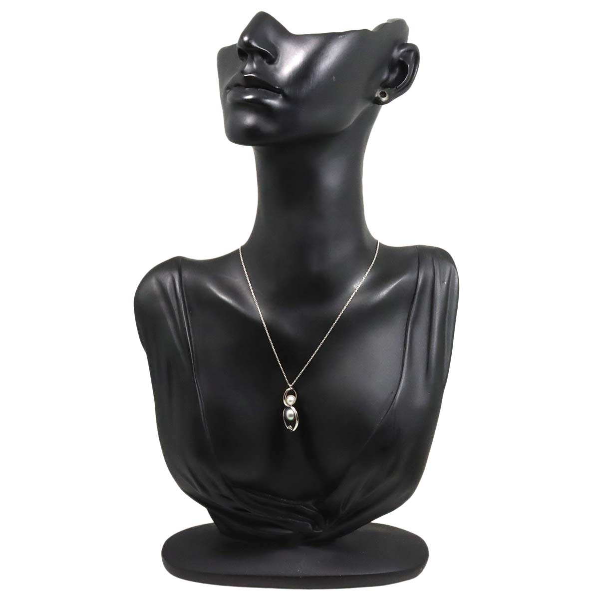 Akoya Pearl 7.6-5.5mm Diamond Necklace 18K WG 750