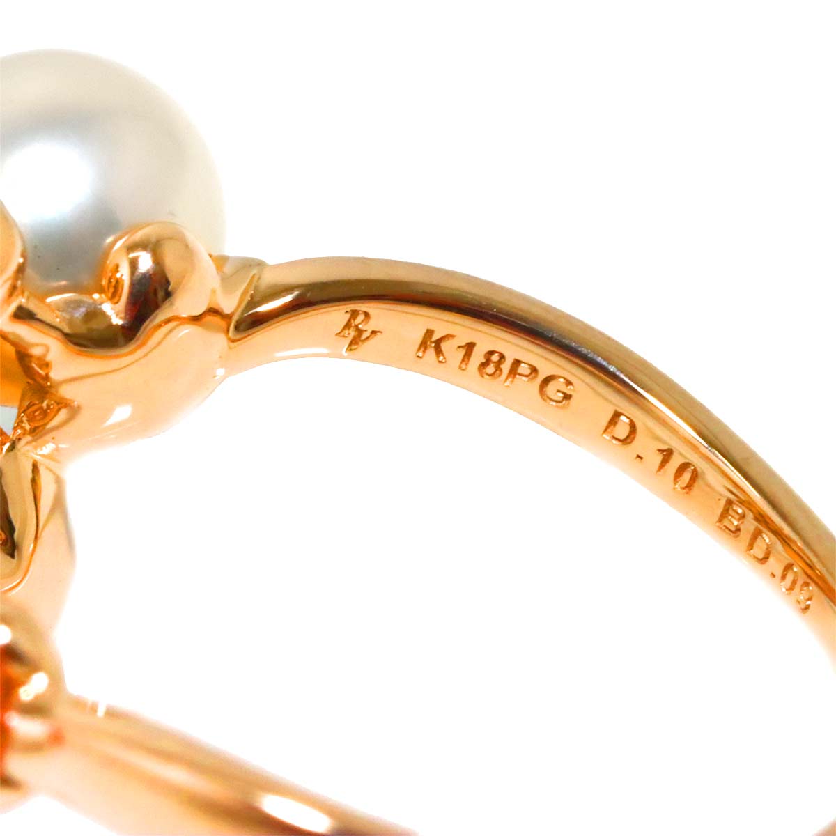 Freshwater cultured pearl Diamond Ring 18K PG 6.5-6.75(US)