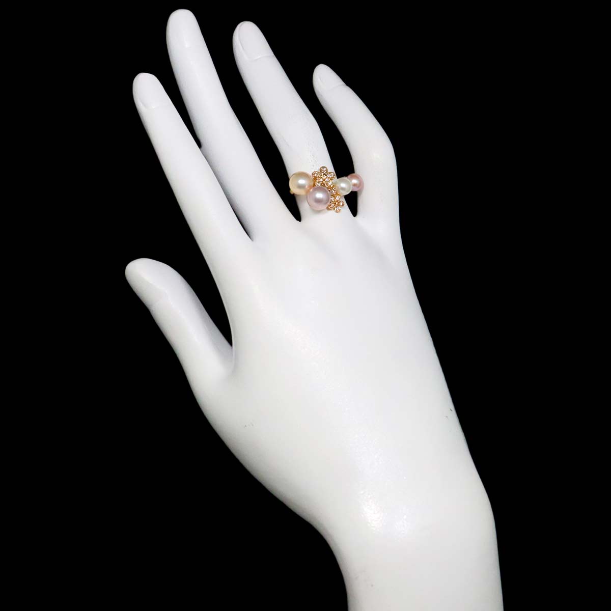 Freshwater cultured pearl Diamond Ring 18K PG 6.5-6.75(US)