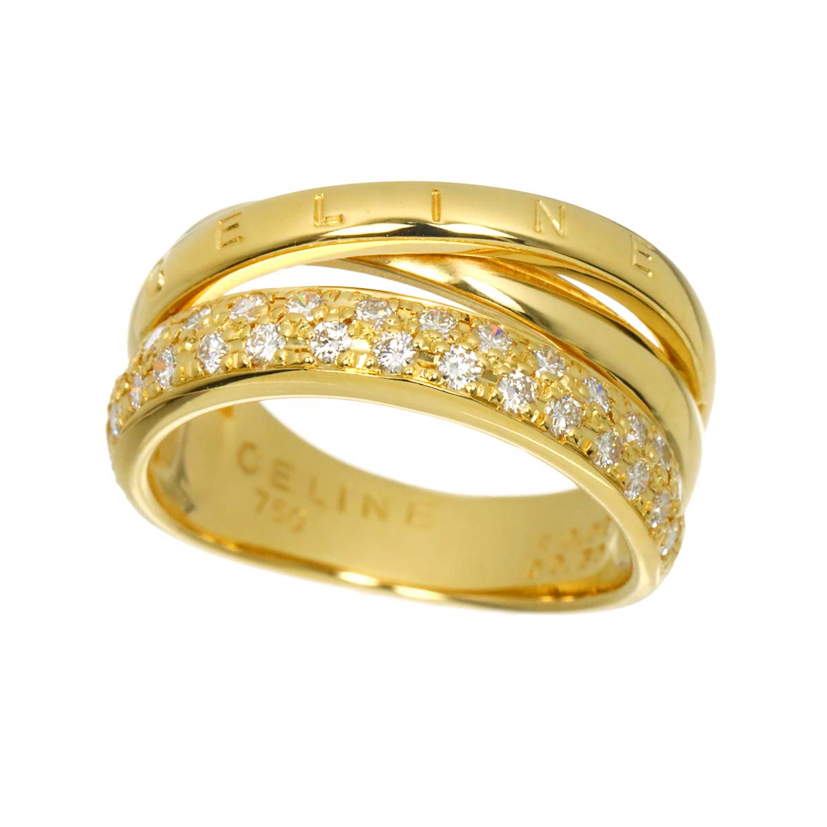Diamond 0.50ct Ruby 0.02ct Ring 18K YG 750 Size6.75(US)