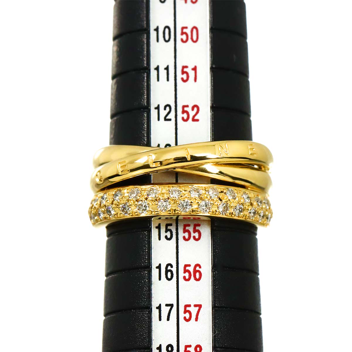Diamond 0.50ct Ruby 0.02ct Ring 18K YG 750 Size6.75(US)