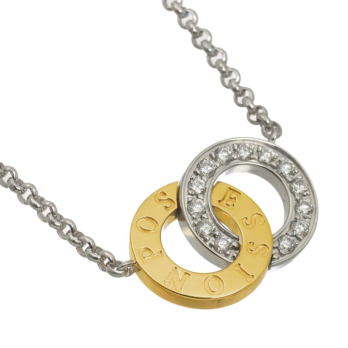 Possession Diamond Necklace 18K White Yellow Gold 750