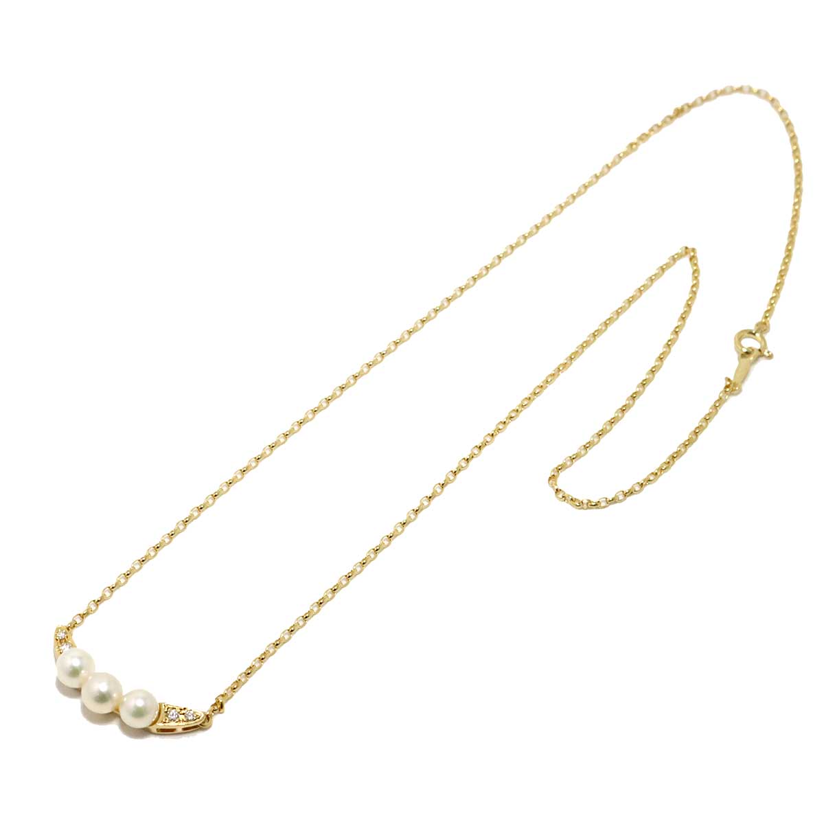 Akoya Pearl 5.4-5.0mm Diamond Necklace 18K YG 750