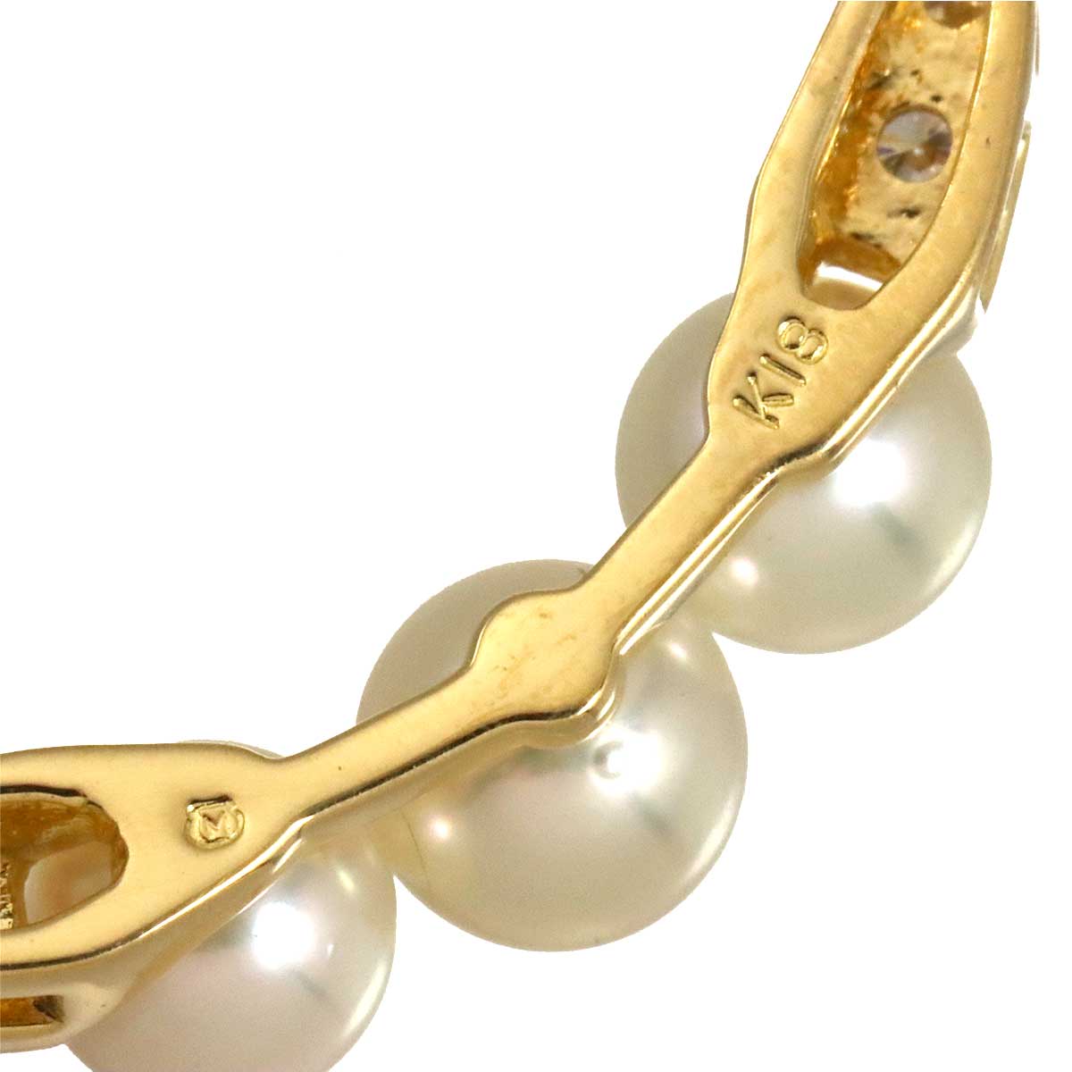 Akoya Pearl 5.4-5.0mm Diamond Necklace 18K YG 750