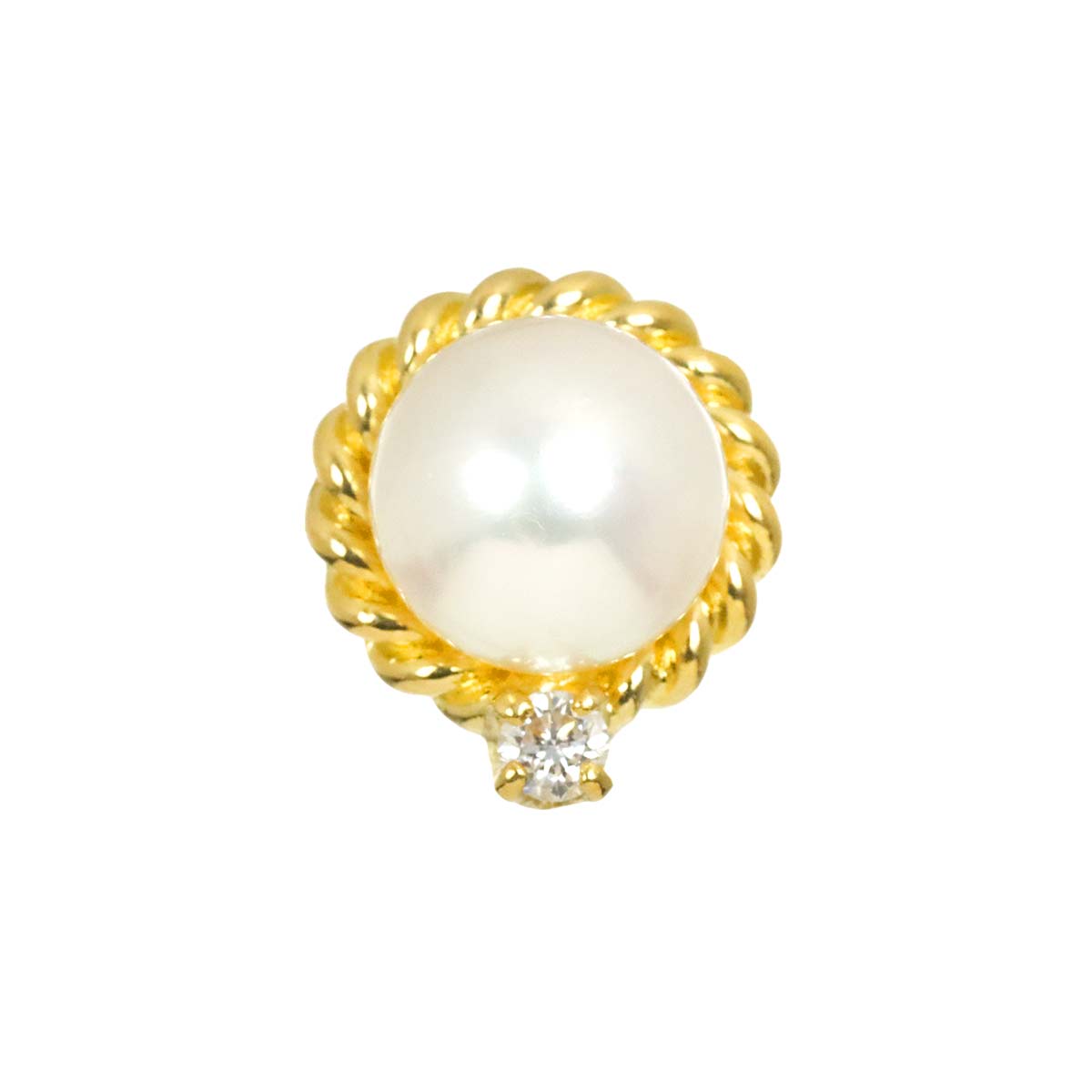 Akoya Pearl Diamond Earring Pierced 18K YG One piece only