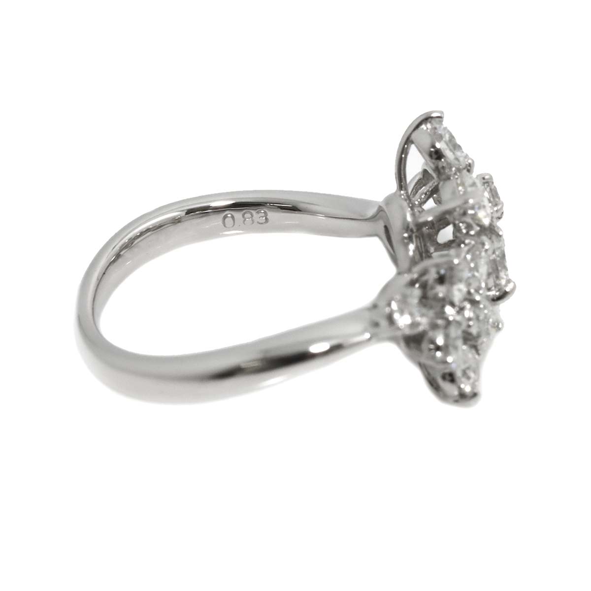 Diamond 0.83ct Ring 18K White Gold 750 Size4(US)