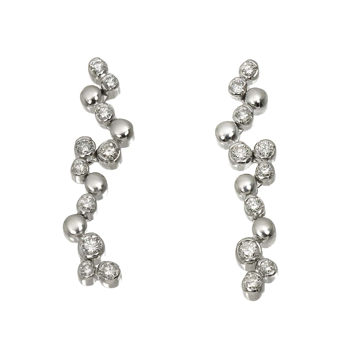 Diamond 0.30ct/0.30ct Earrings Pierced 18K K18 WG 750