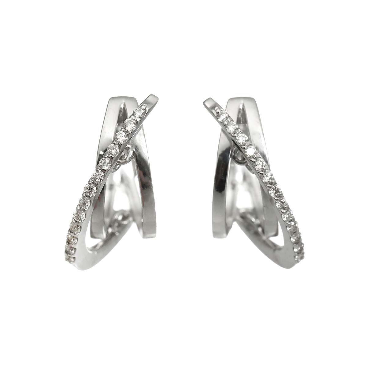 Diamond 0.06ct/0.06ct Earrings Pierced 18K K18 WG 750