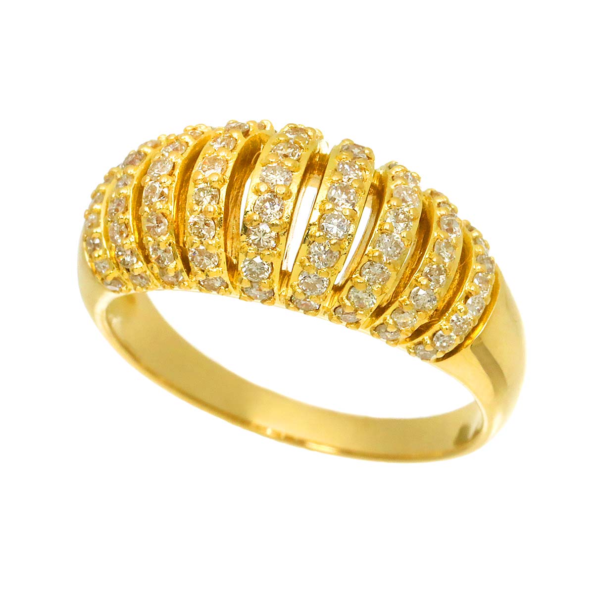 Diamond 0.76ct Ring 18K YG Yellow Gold 750 Size7.5(US)