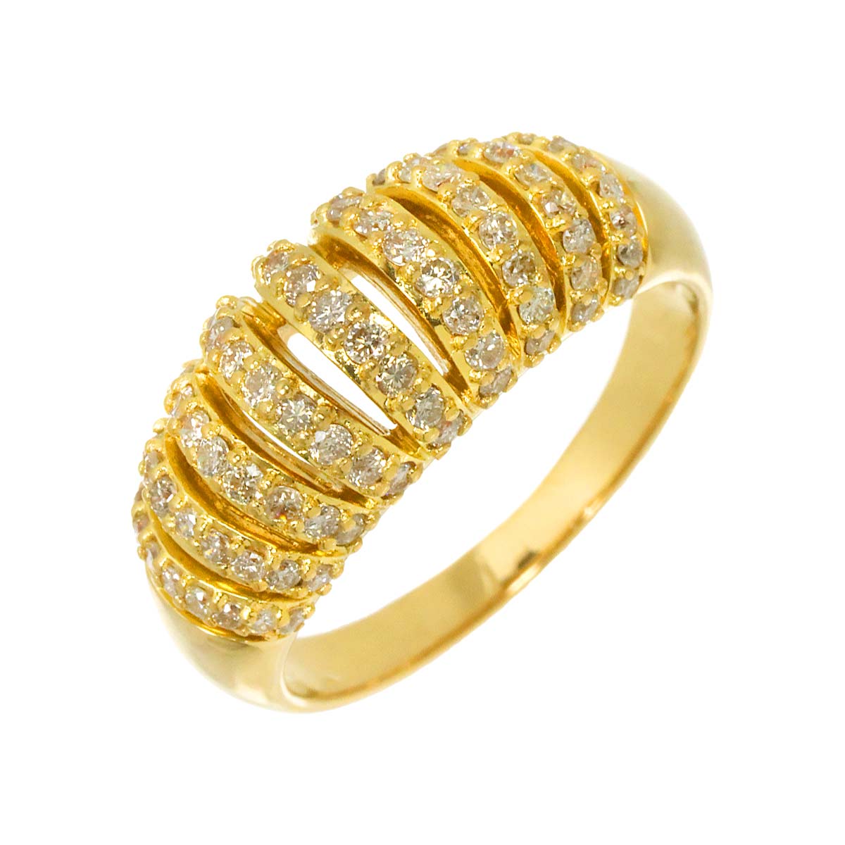 Diamond 0.76ct Ring 18K YG Yellow Gold 750 Size7.5(US)