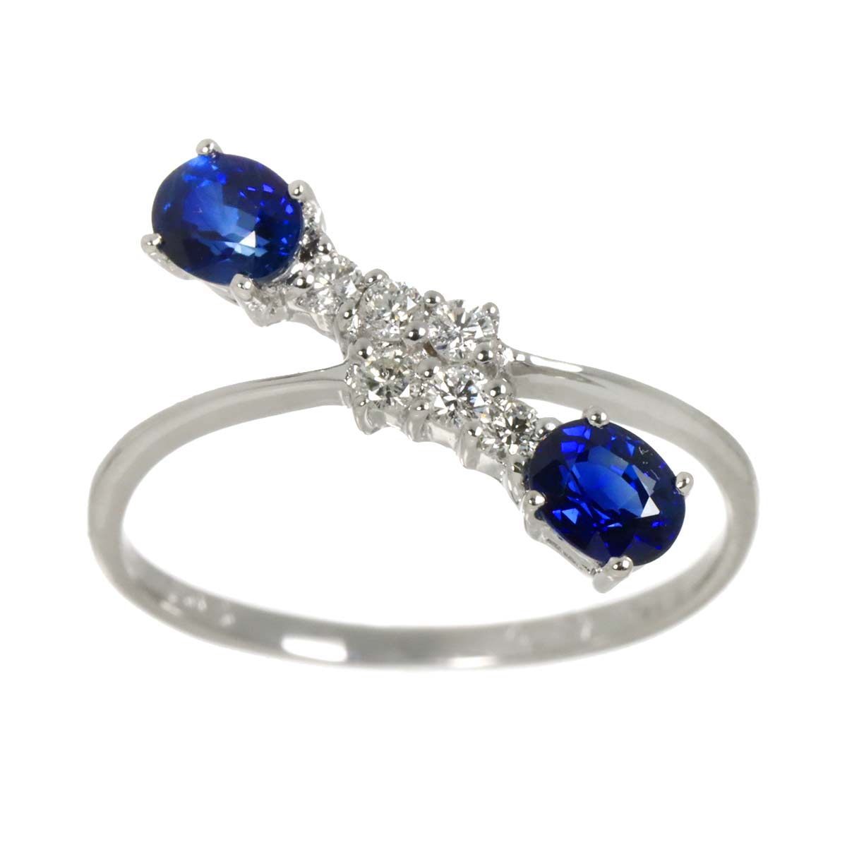Sapphire 0.87ct Diamond 0.15ct Ring 18K WG 750 size6.25-6.5(US)