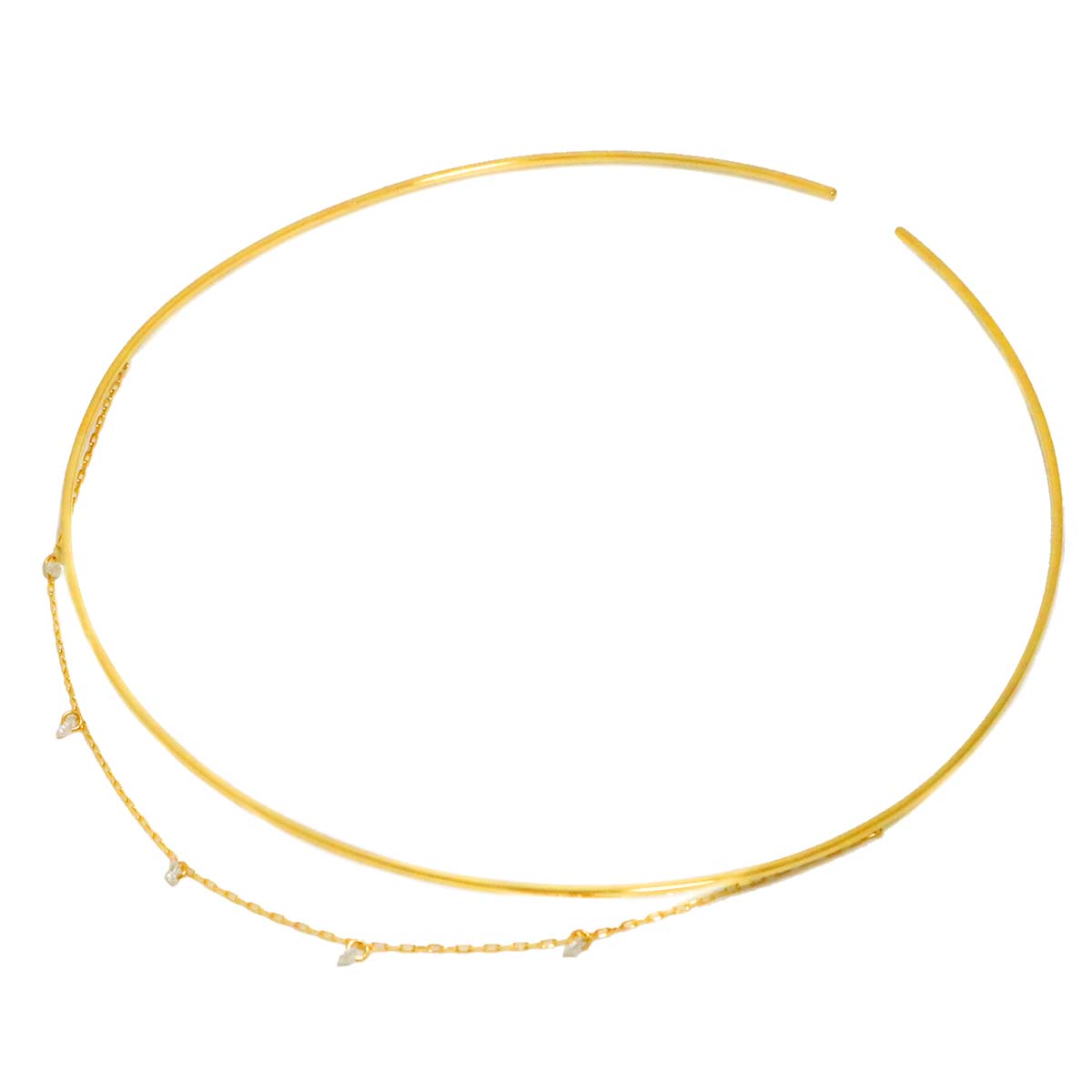Bindu Chain Diamond 0.15ct Choker Necklace S 18K YG 750