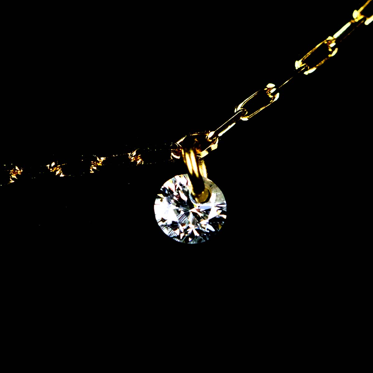 Bindu Chain Diamond 0.15ct Choker Necklace S 18K YG 750