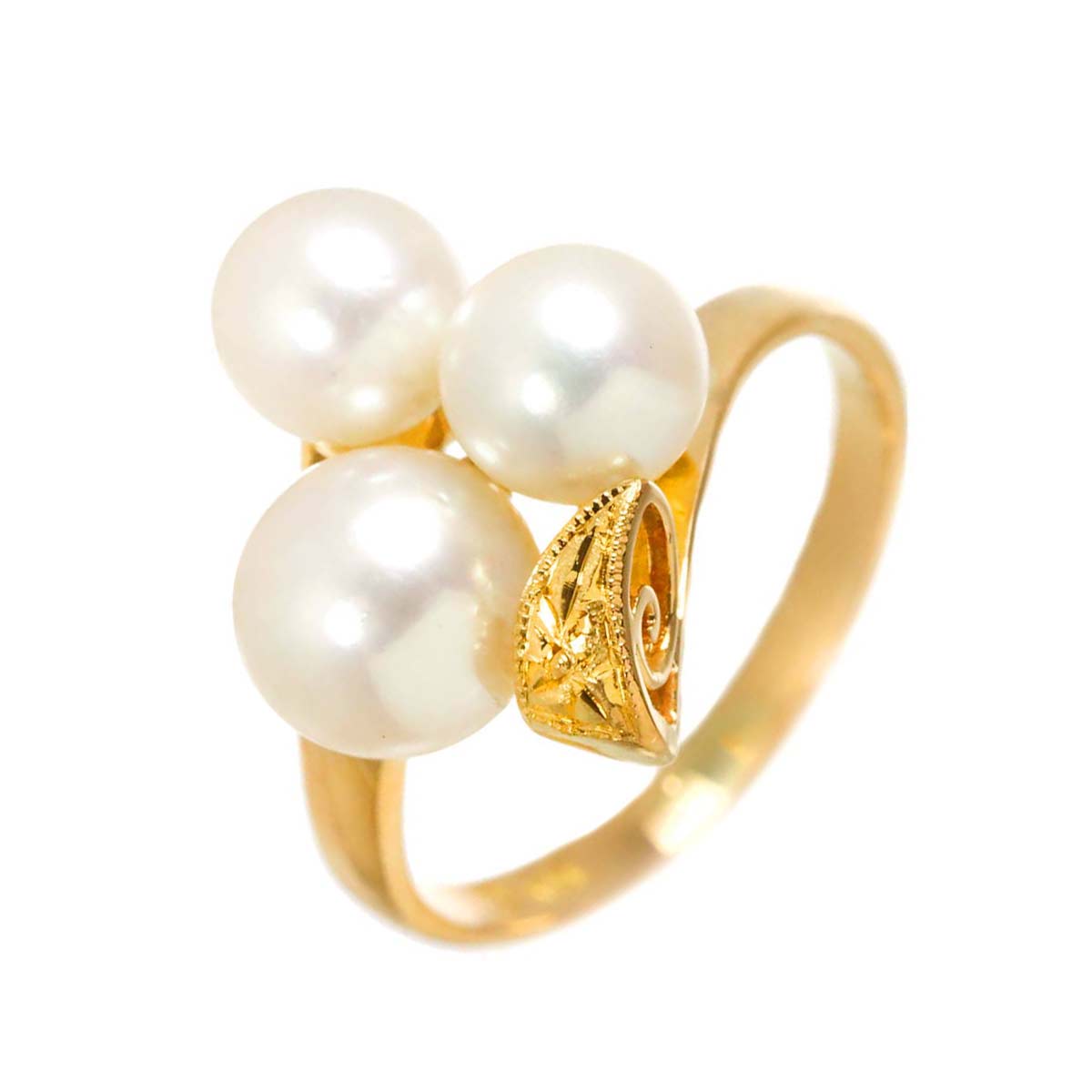 Aurora Akoya Pearl 6.7-5.6mm Ring 18K PG 750 Size4.5(US)