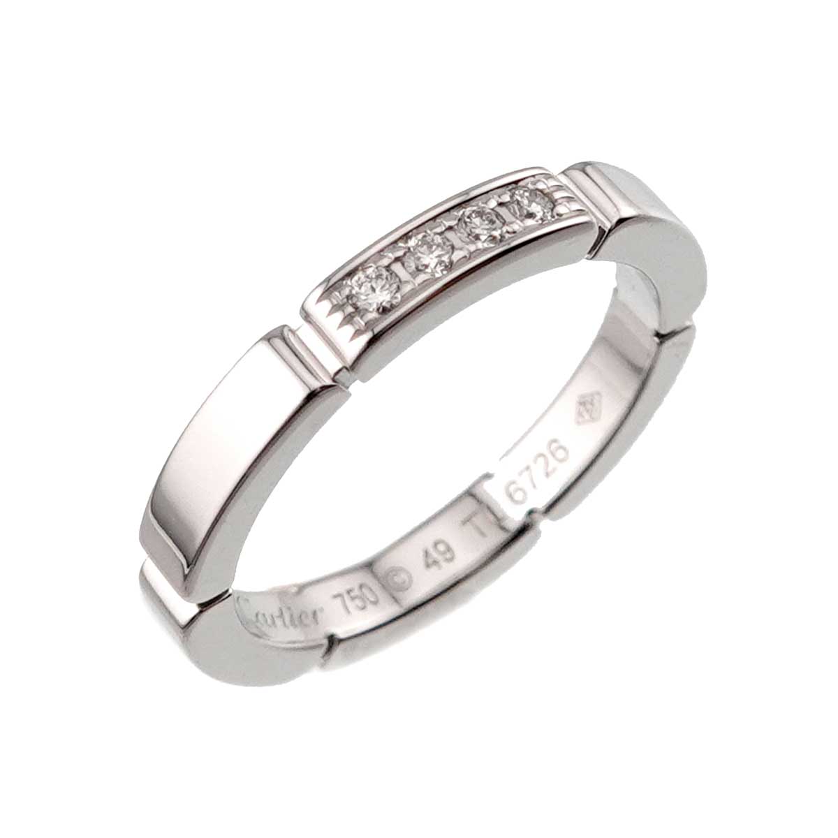 Maillon Panthere Diamond Ring 18K WG 750 Size49 4.75-5(US)