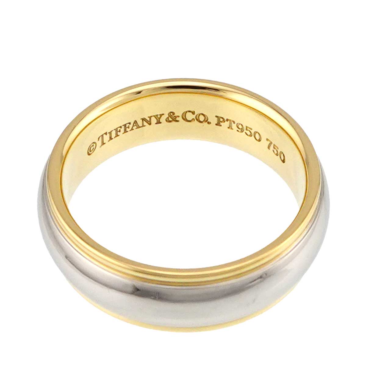 Band Ring 18K YG 750 Platinum Size5.5-5.75(US)