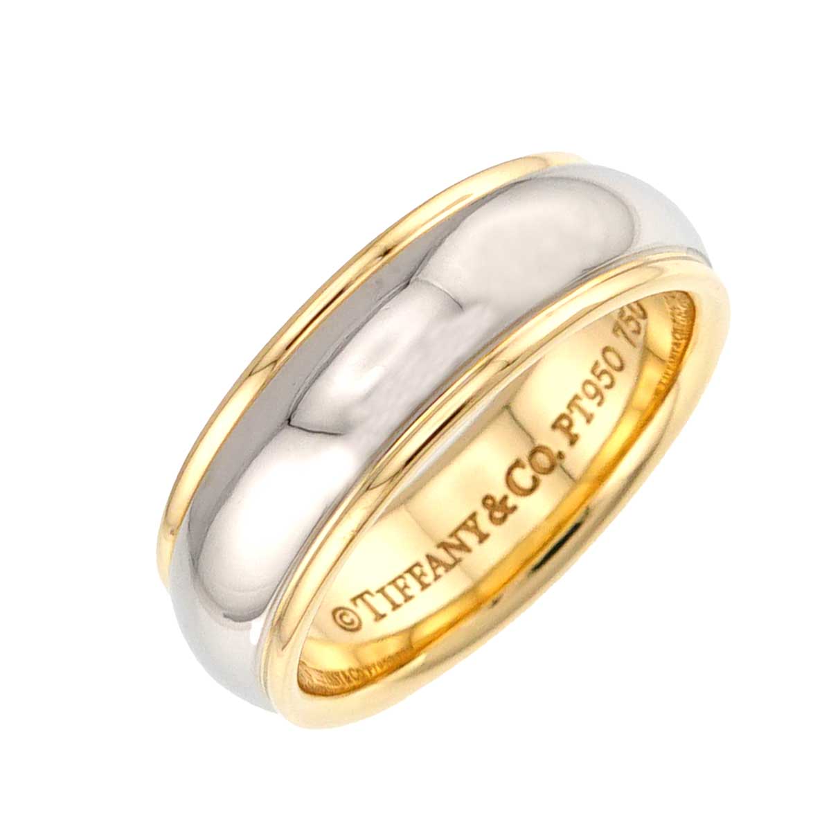 Band Ring 18K YG 750 Platinum Size5.5-5.75(US)