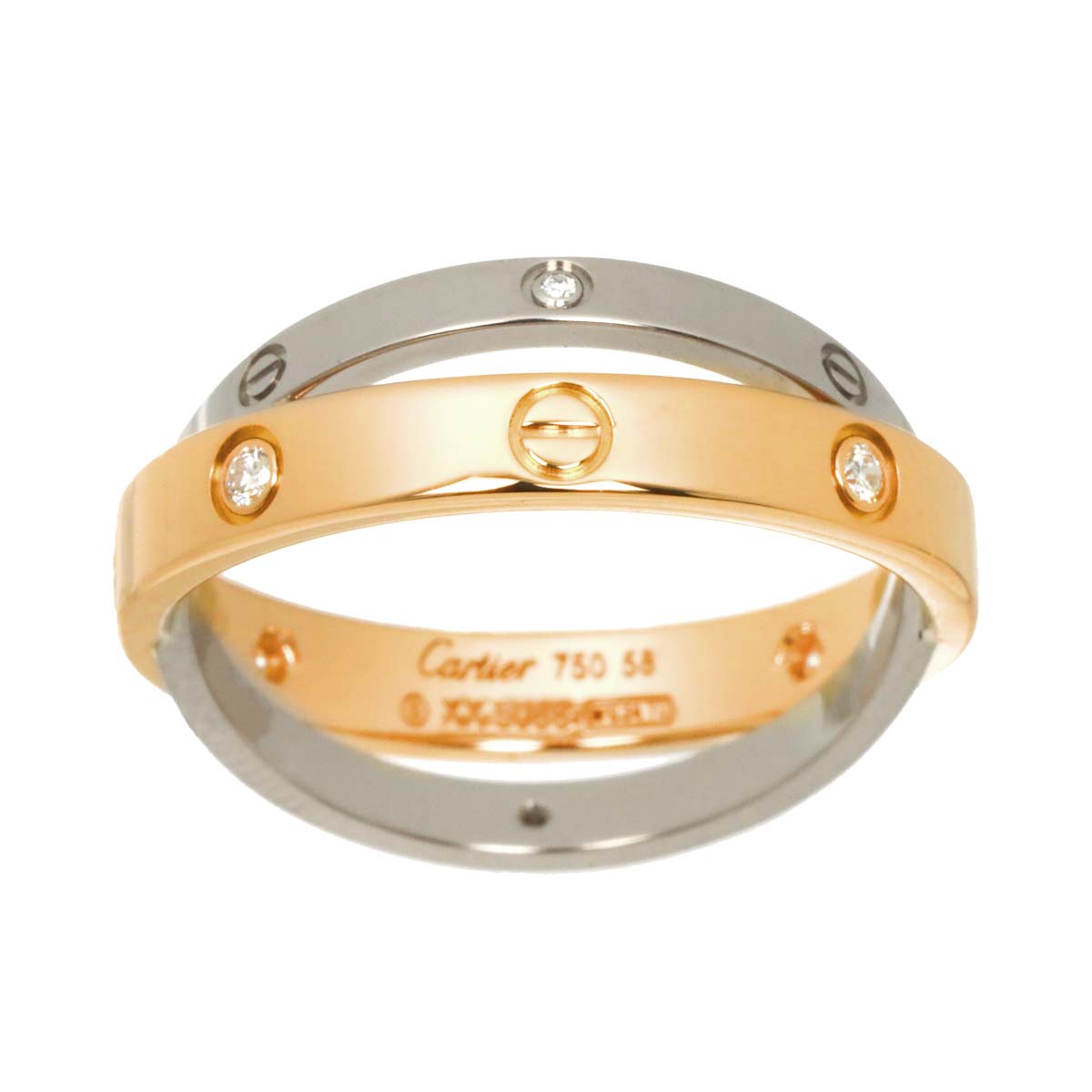 Be LOVE Diamond 6P Ring 18K WG PG 750 Size58 8.25(US)