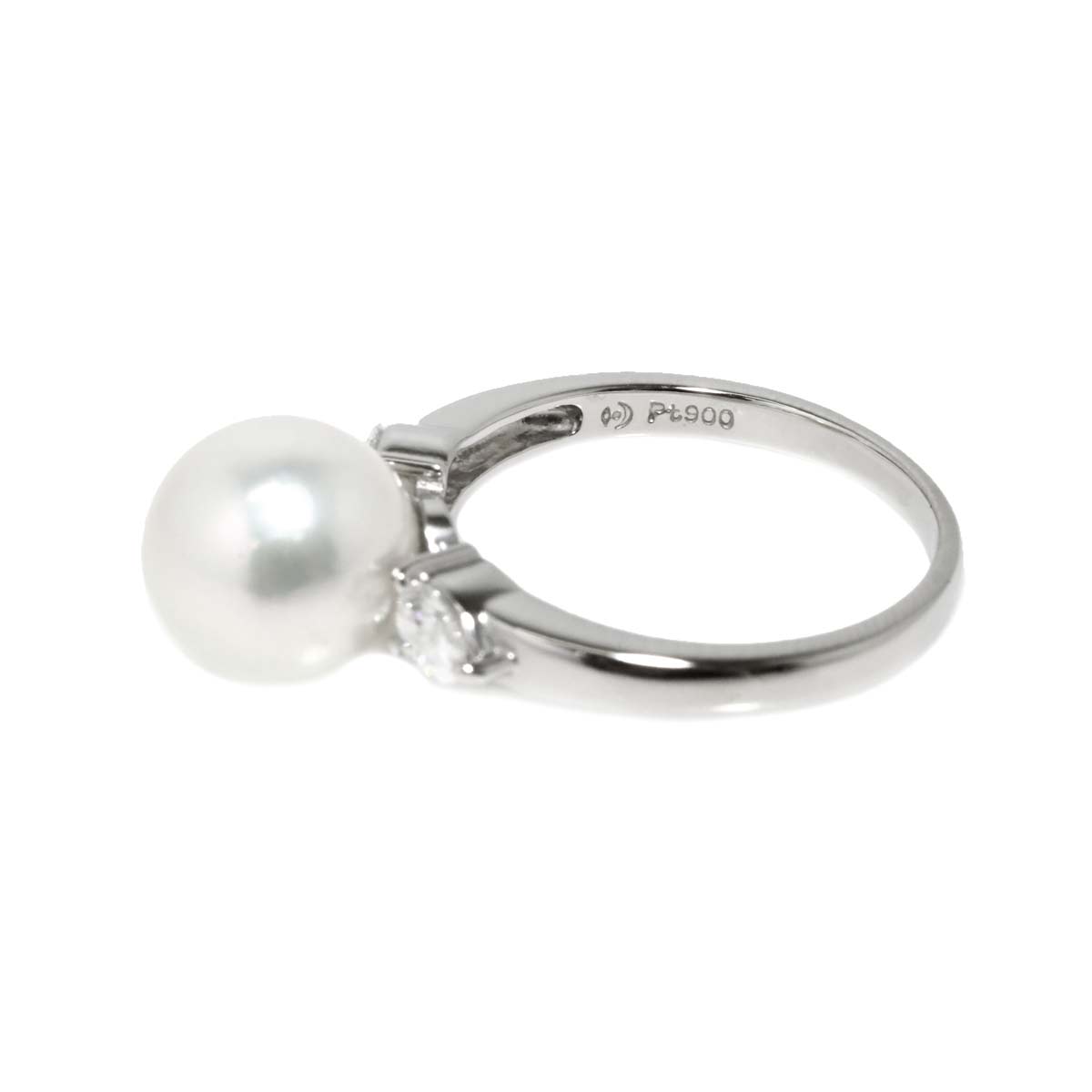 Akoya Pearl 9.2mm Diamond 0.30ct Ring Pt size5.5-5.75(US)