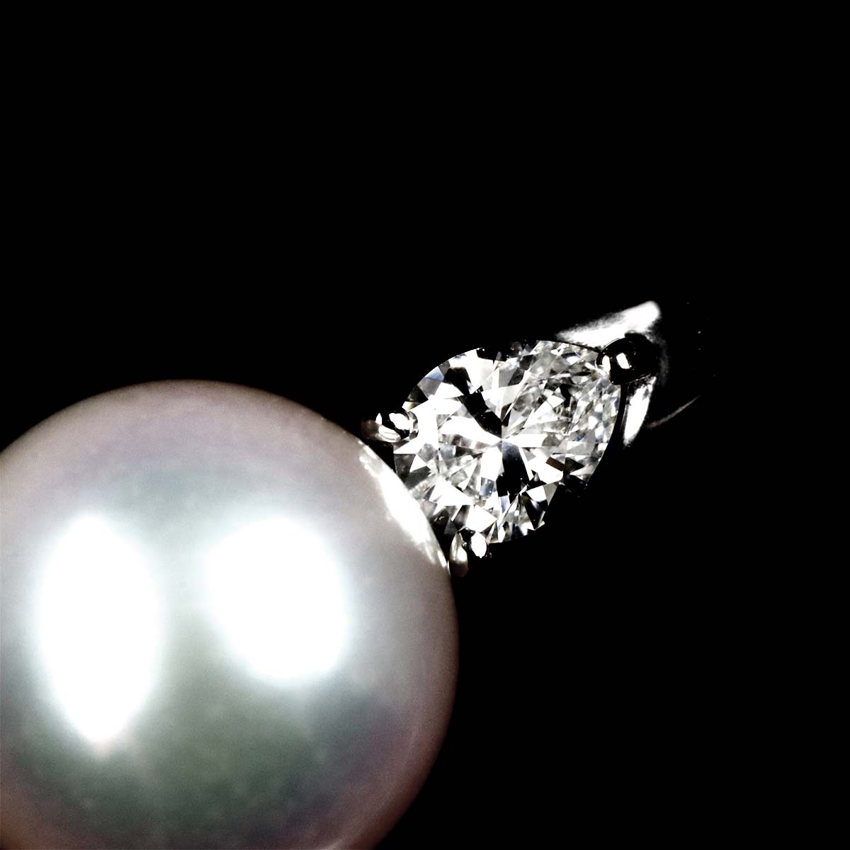 Akoya Pearl 9.2mm Diamond 0.30ct Ring Pt size5.5-5.75(US)
