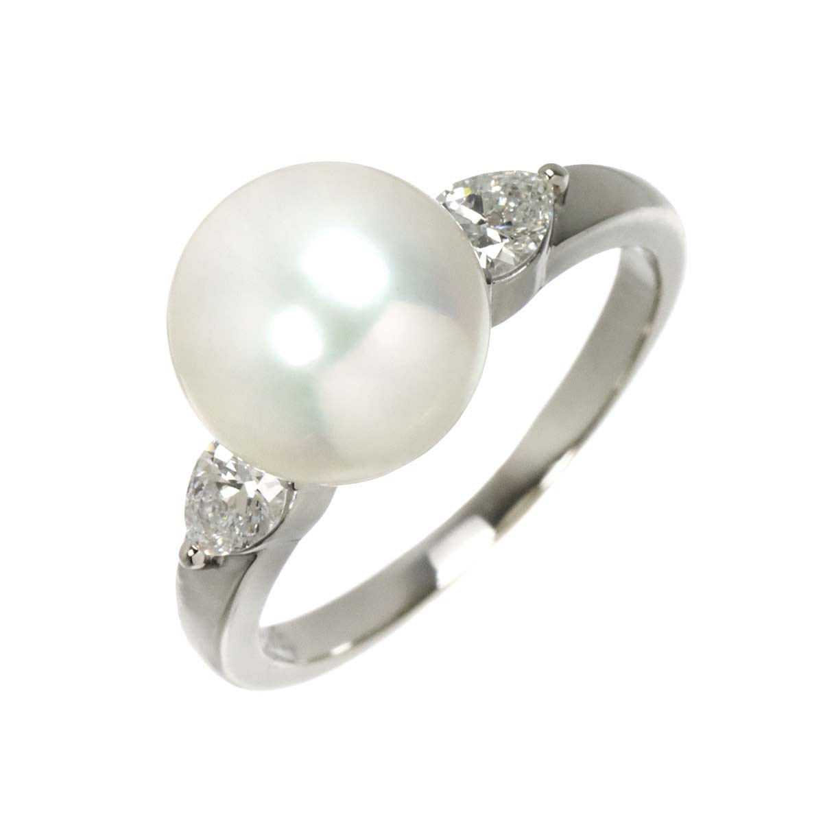 Akoya Pearl 9.2mm Diamond 0.30ct Ring Pt size5.5-5.75(US)