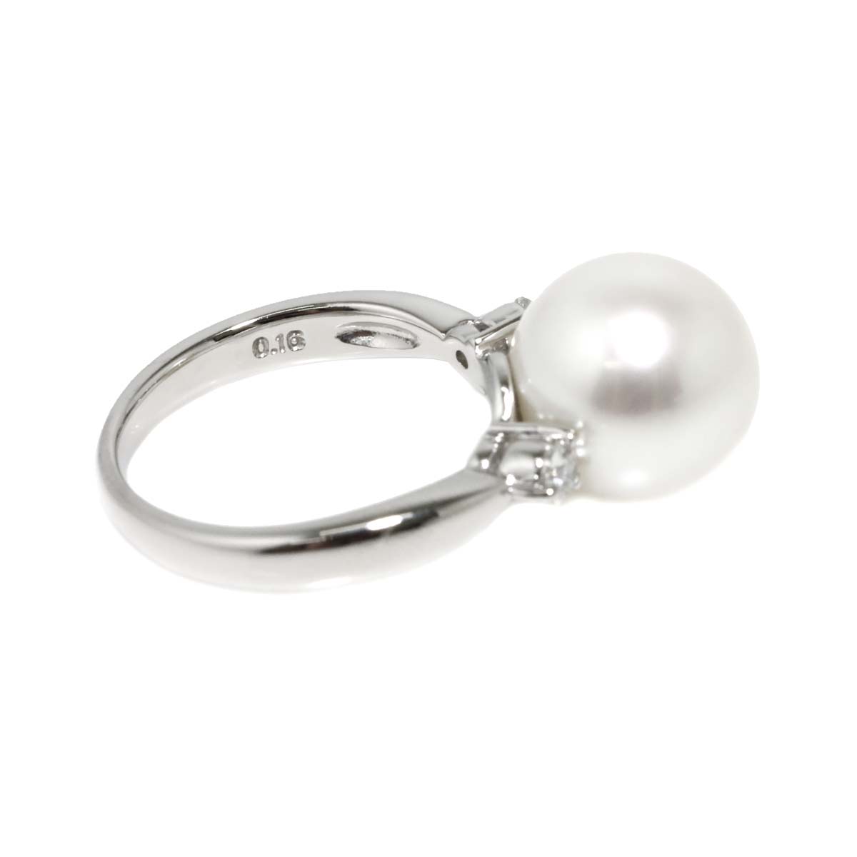 South Sea pearl 11.3mm Diamond 0.16ct Ring Platinum size6(US)