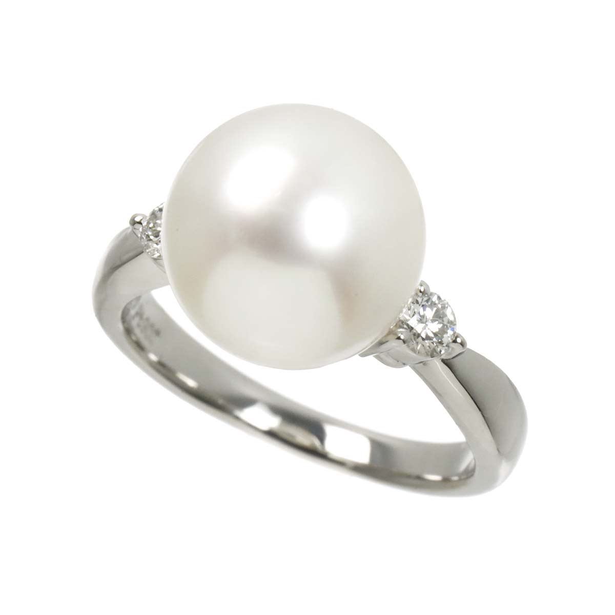 South Sea pearl 11.3mm Diamond 0.16ct Ring Platinum size6(US)