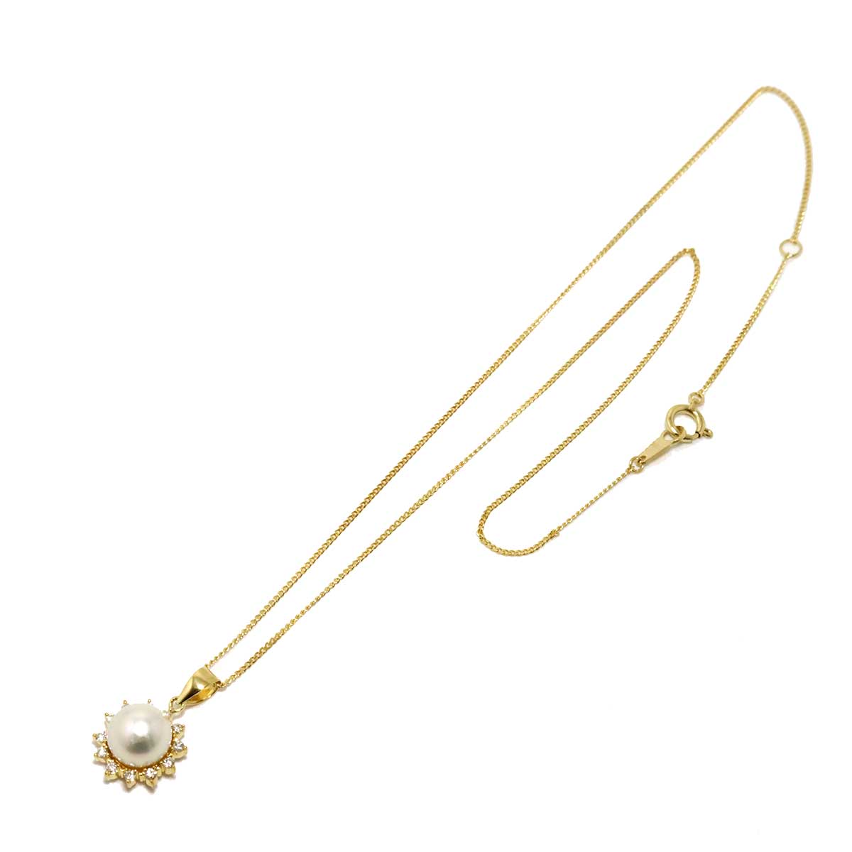 Akoya Pearl 8.0mm Diamond 0.15ct Necklace 18K YG 750
