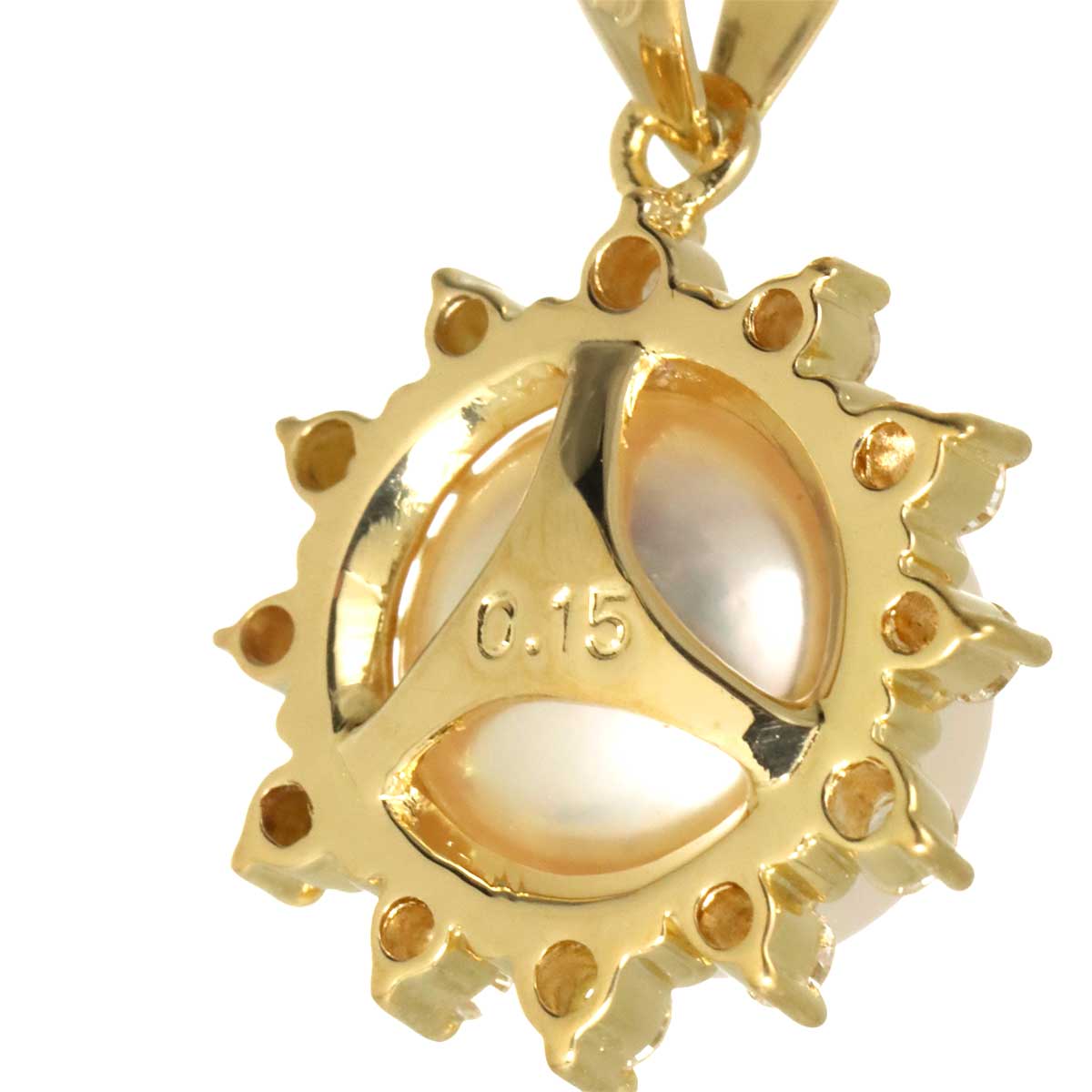 Akoya Pearl 8.0mm Diamond 0.15ct Necklace 18K YG 750