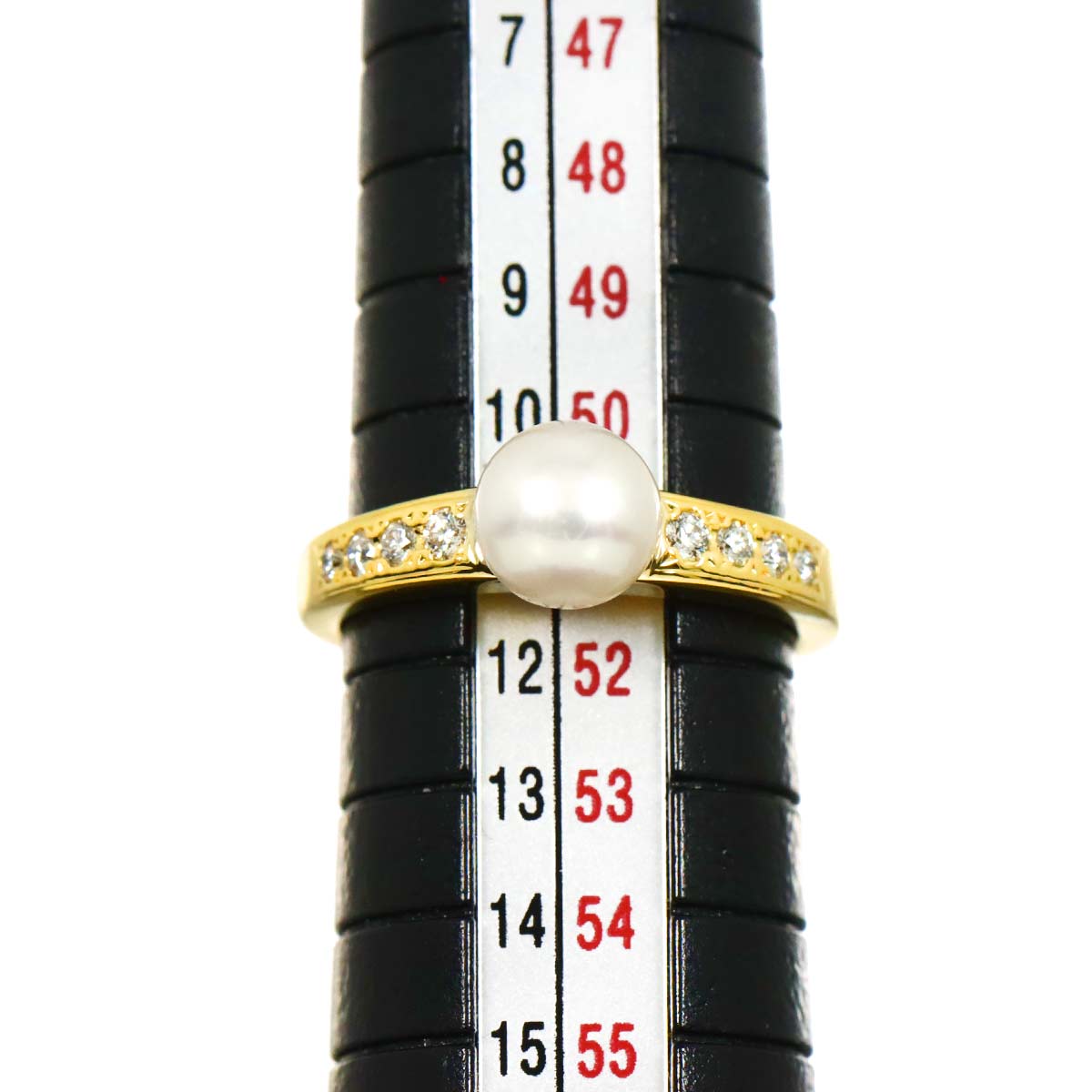 Akoya Pearl 6.6mm Diamond Ring 18K YG 750 Size5.75-6(US)