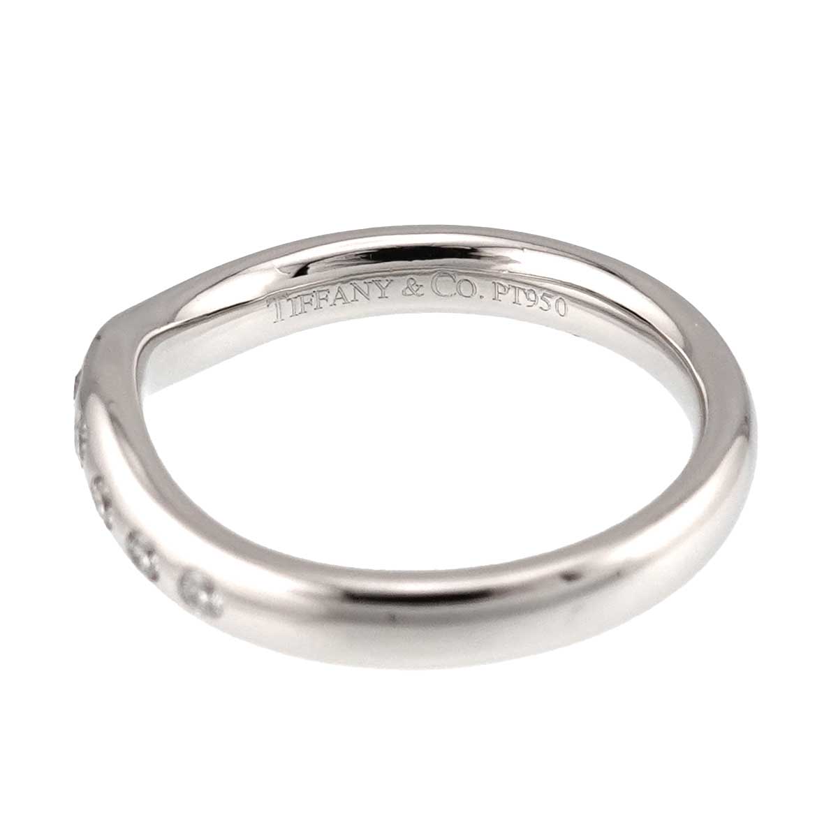 Wide Curved Band Diamond Ring Pt Platinum Size4(US)