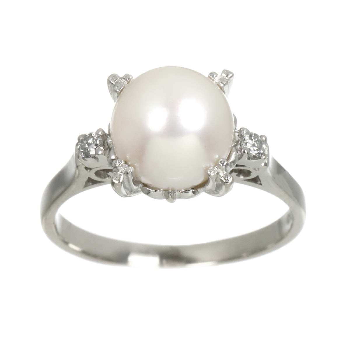 Akoya Pearl 7.9mm Diamond Ring Pt size4.75-5(US)