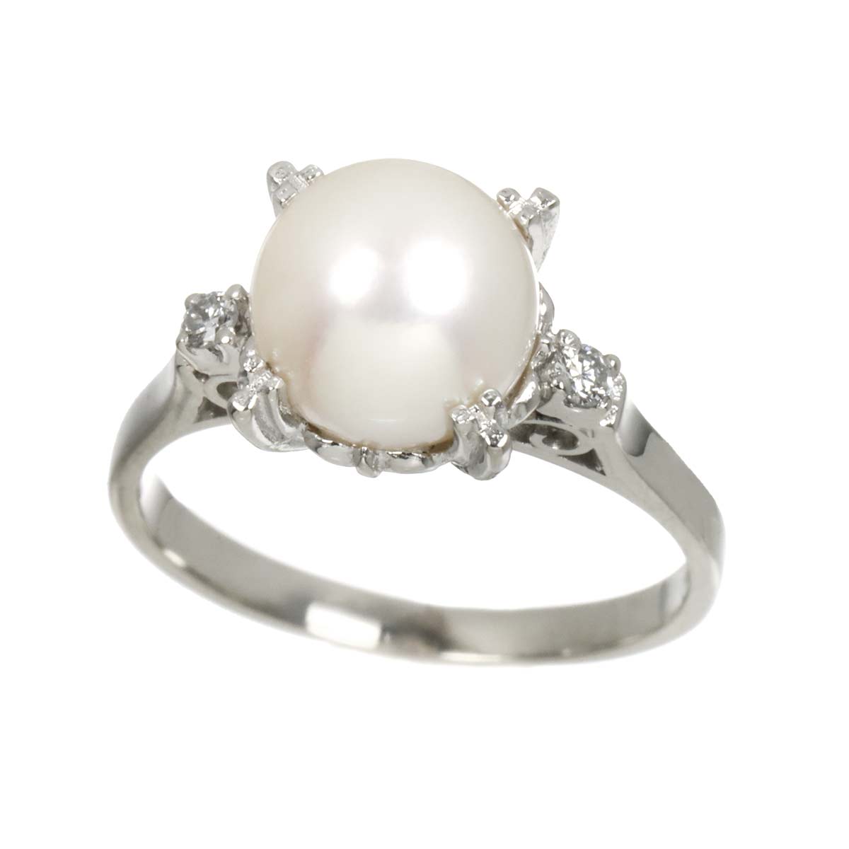 Akoya Pearl 7.9mm Diamond Ring Pt size4.75-5(US)